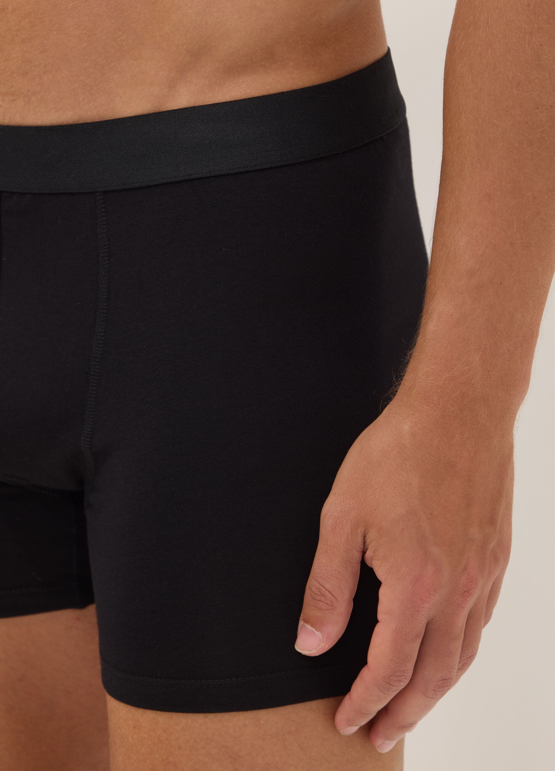 3-pack of black mid-length organic cotton boxers