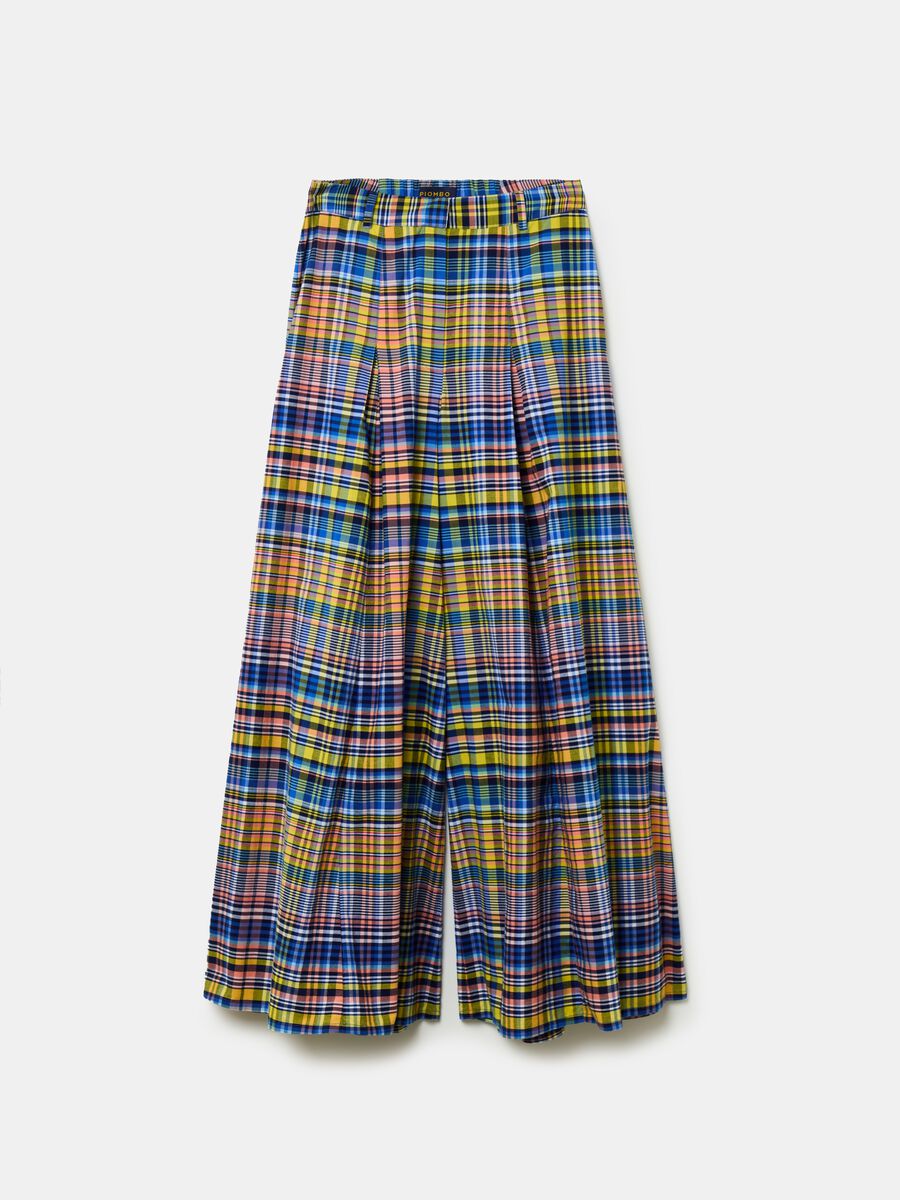 Flare-fit wide-leg trousers with check pattern_3