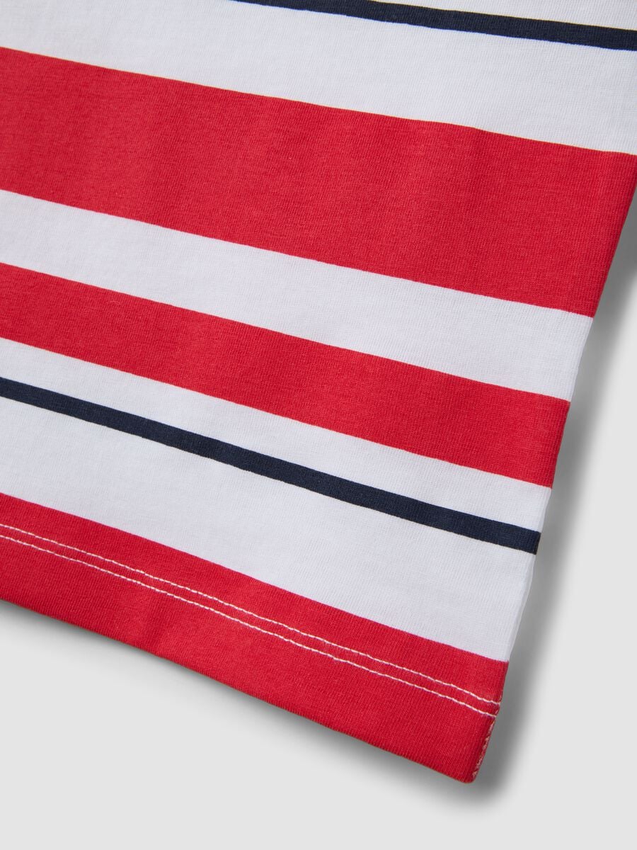 Canottiera bianca a righe rosse in puro cotone da bambino regular fit_3