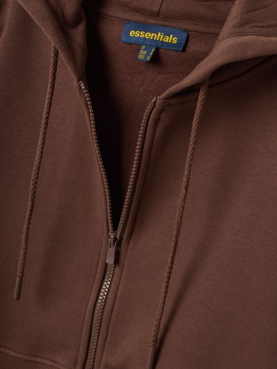 Felpa marrone in misto cotone con cappuccio fitted_5