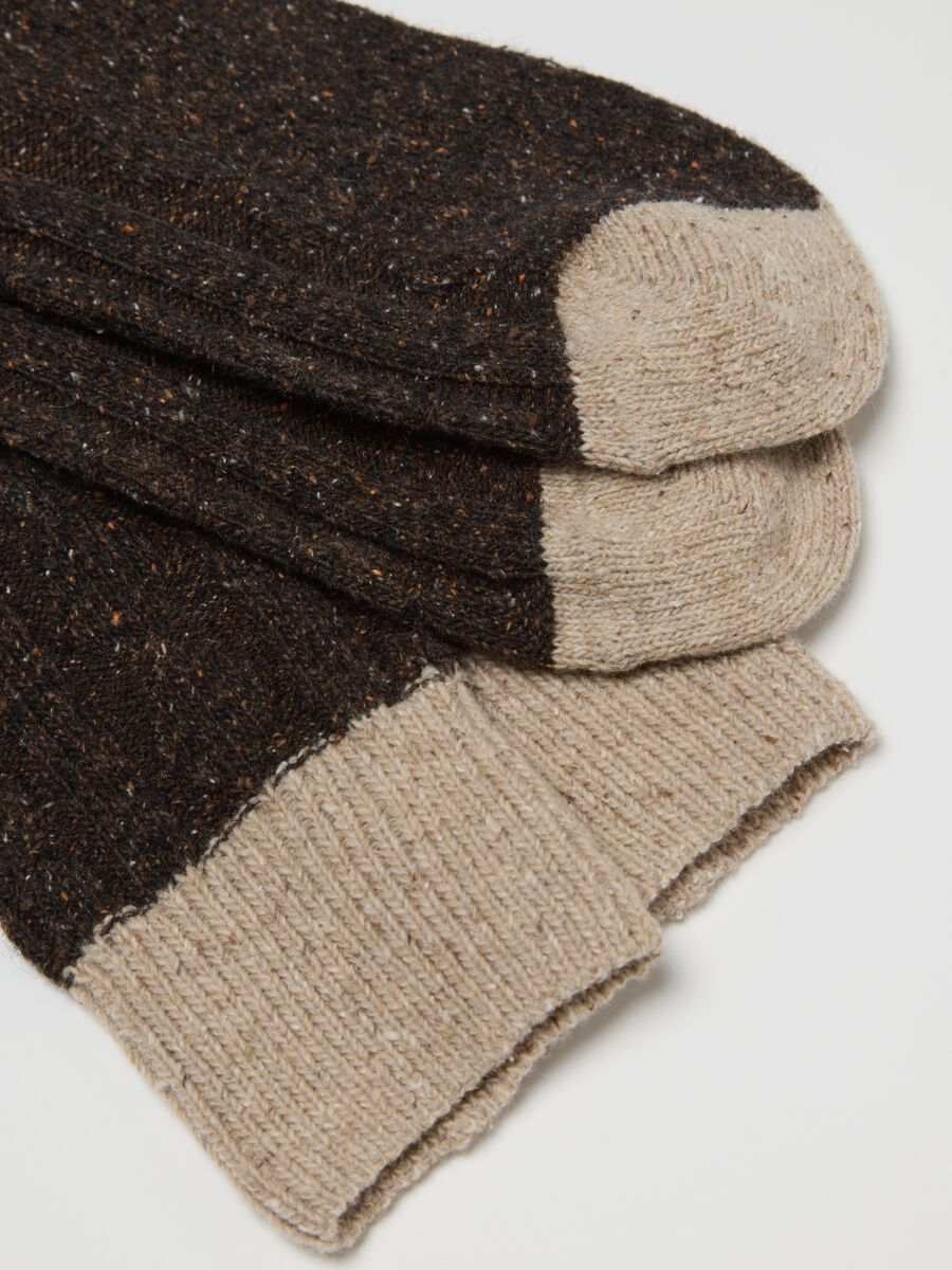 Short multicolour wool and silk blend socks_1