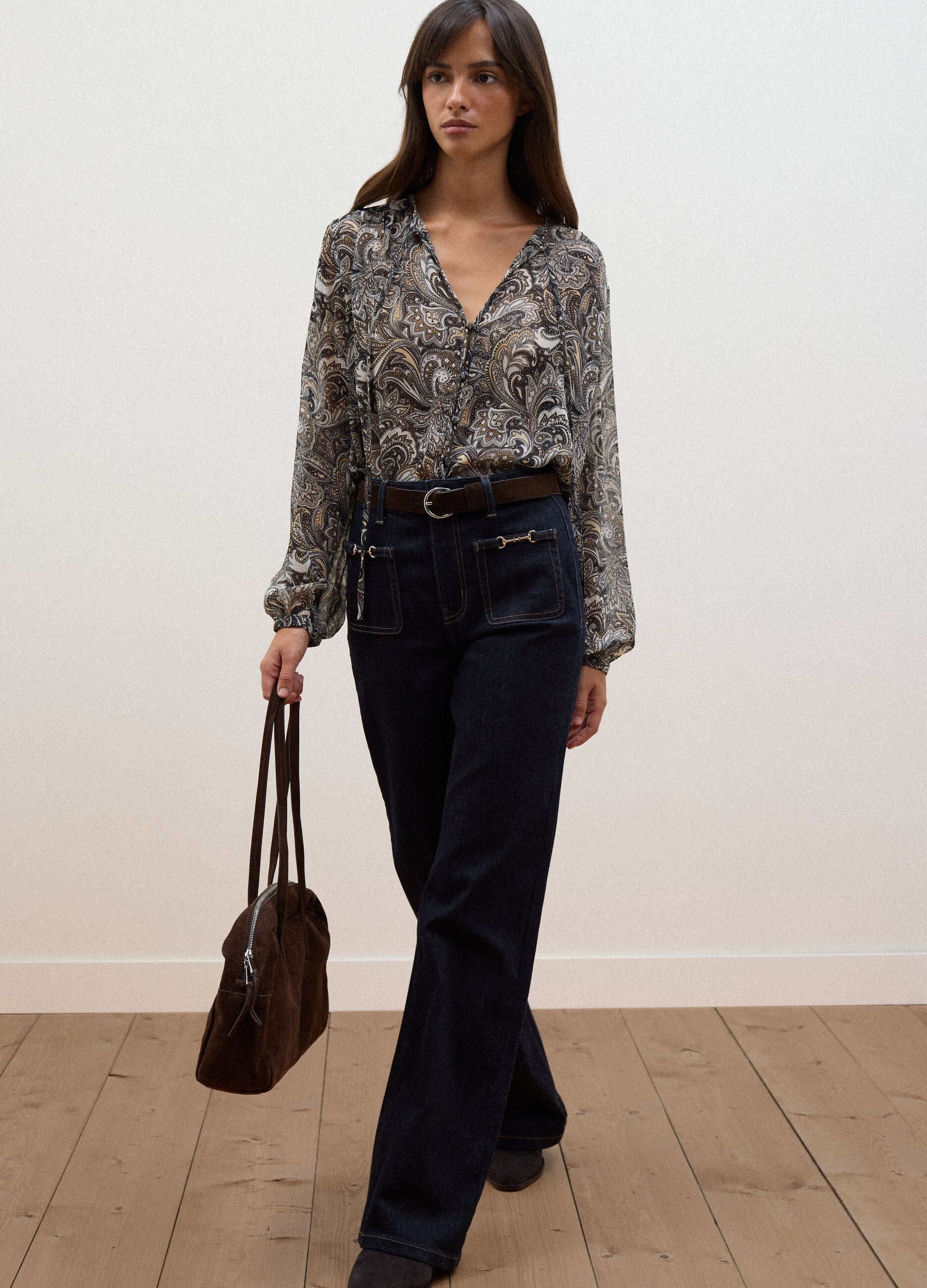 Multicolour paisley-print long-sleeve shirt
