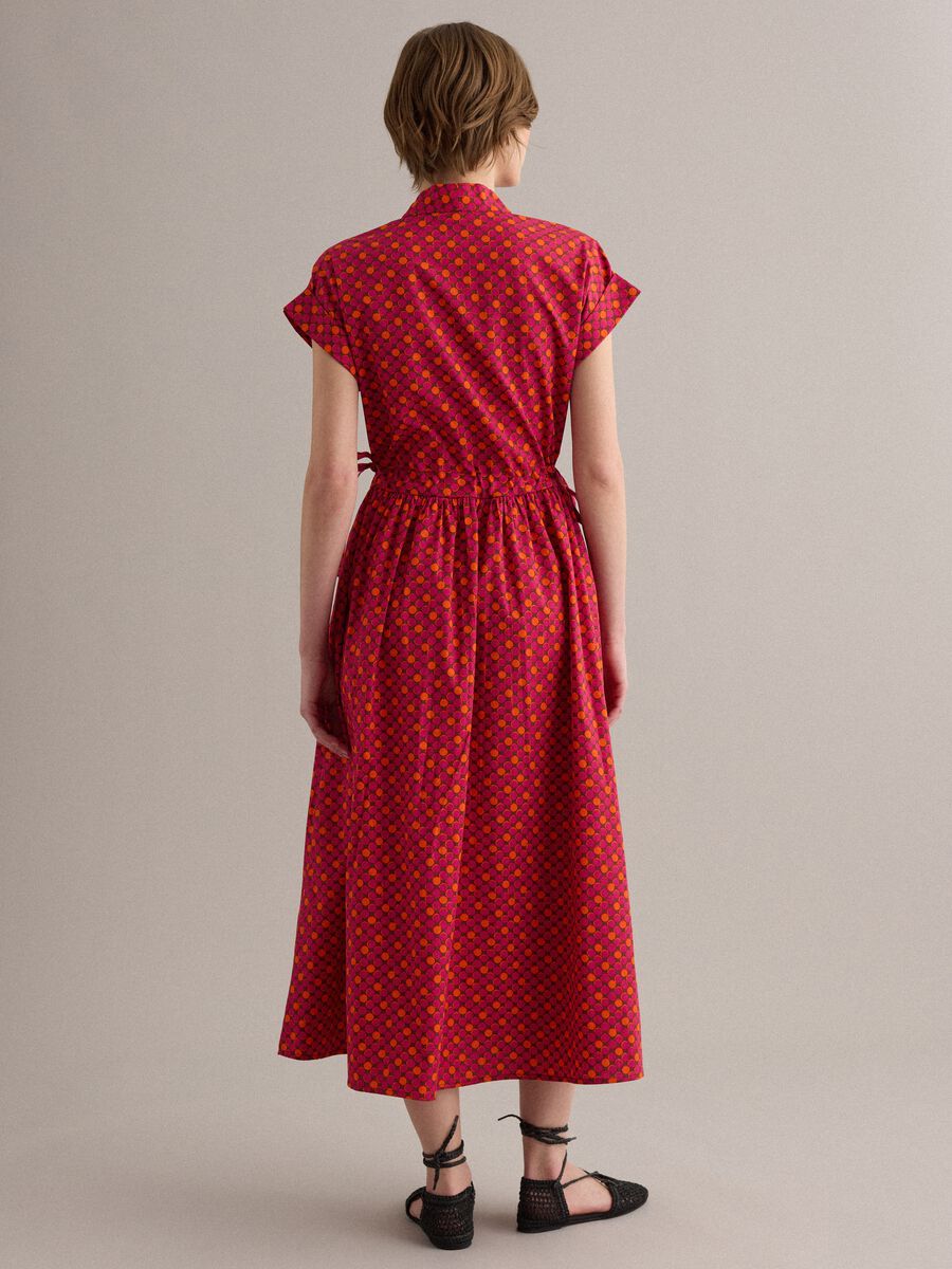 Red pure cotton midi dress with printed pattern_2