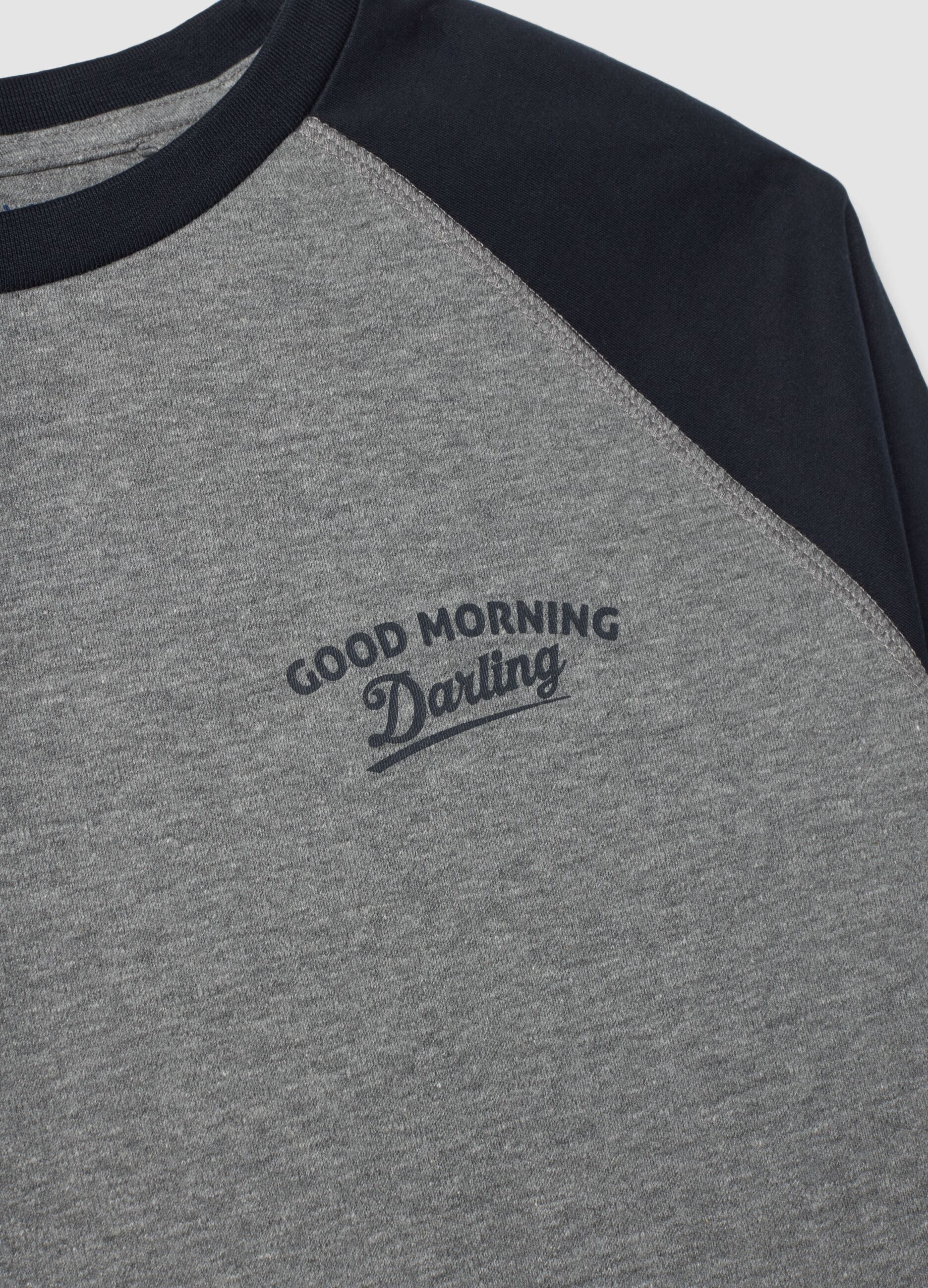Grey pure organic cotton crew-neck pyjamas