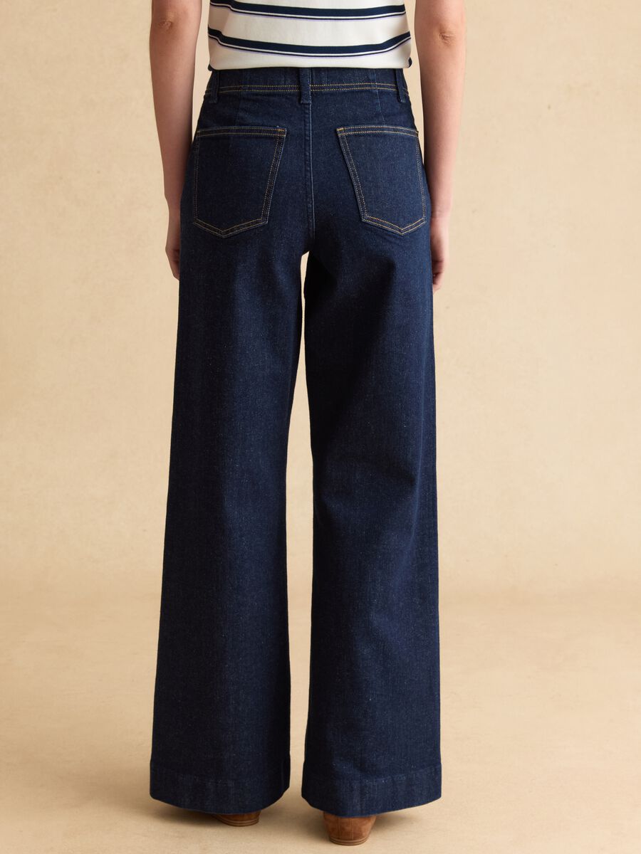Jeans in cotone elasticizzato blu wide leg_2