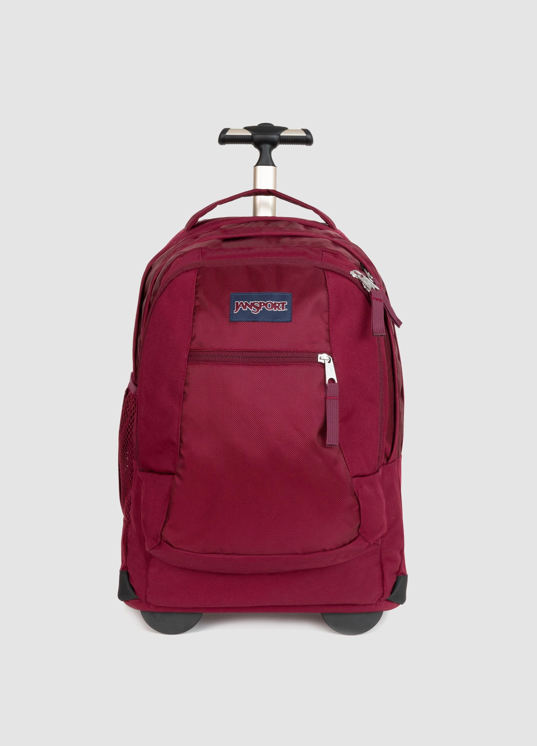 Zaino trolley rosso con ruote e tasche zip