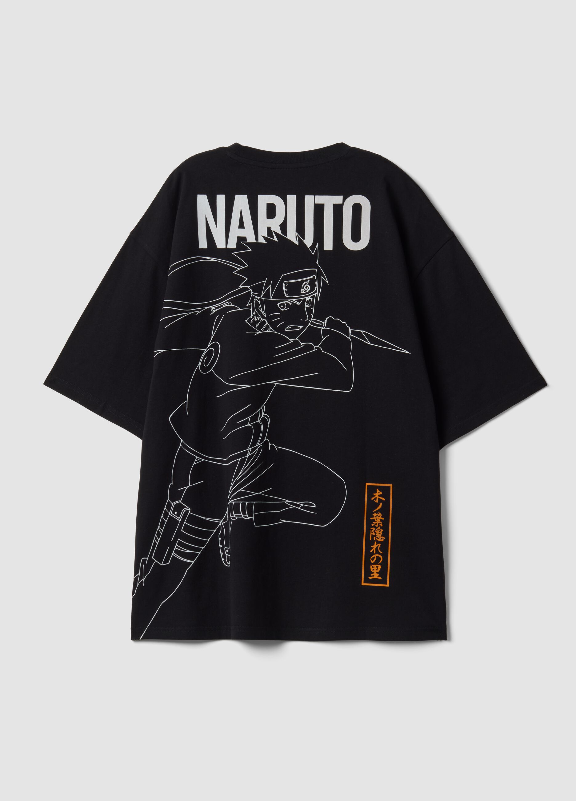 Black 100% Cotton Naruto Print T-Shirt