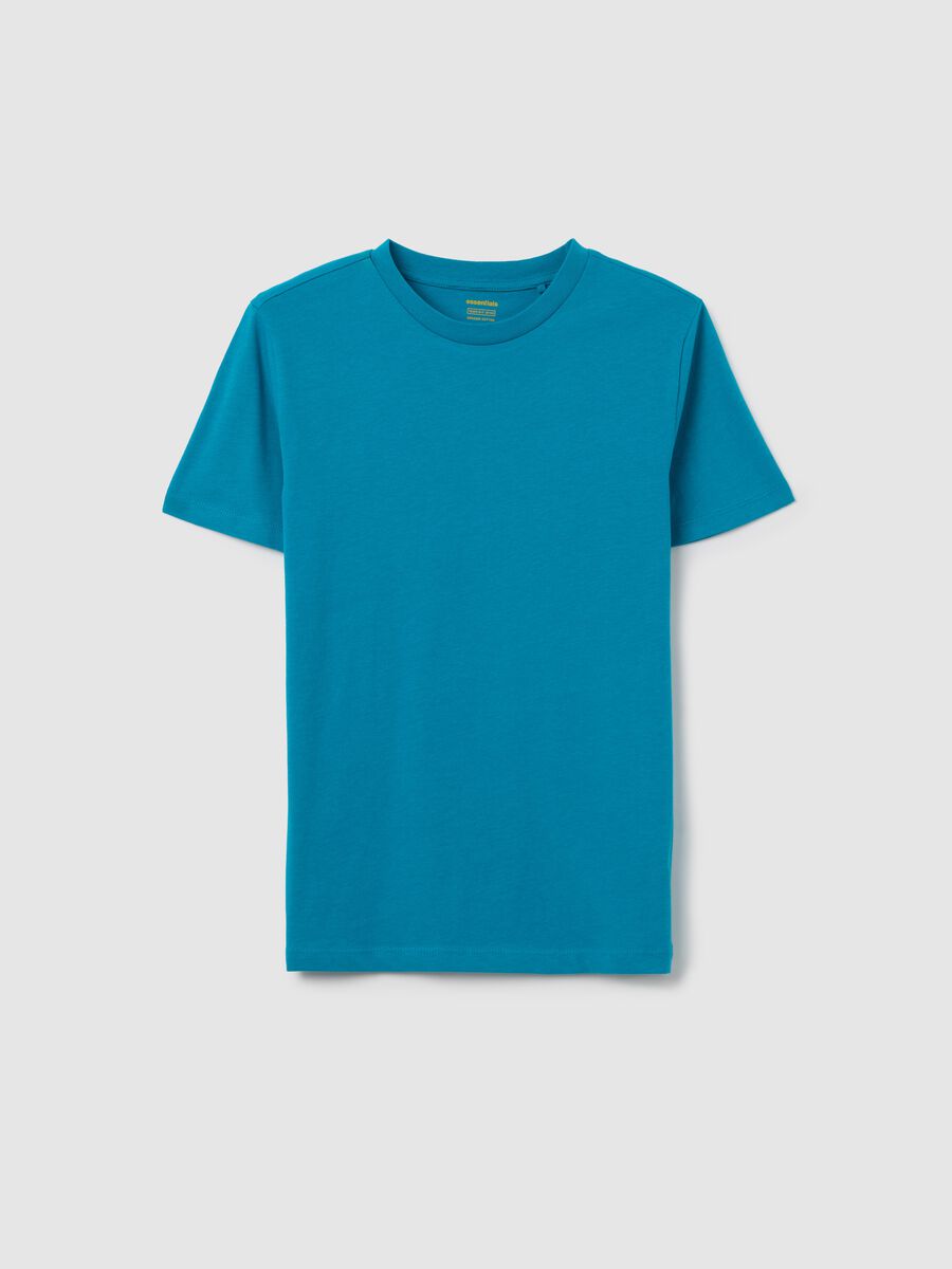 Short-sleeve blue T-shirt in organic cotton_0