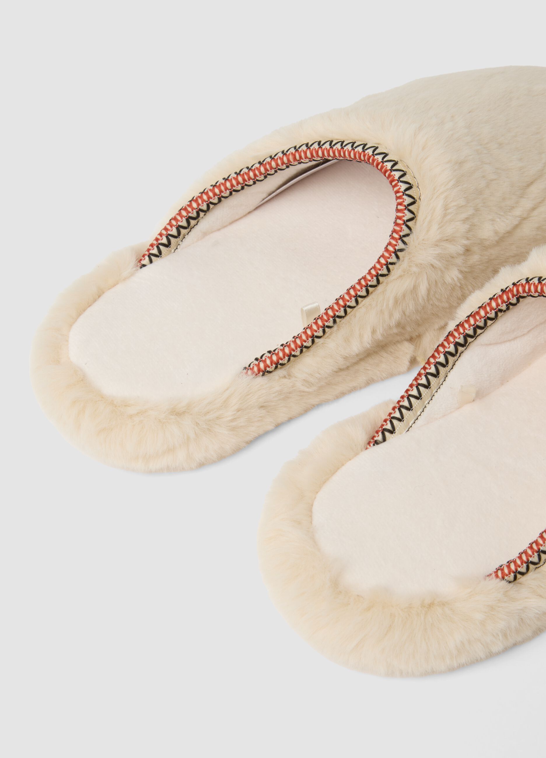 Beige open-back slippers