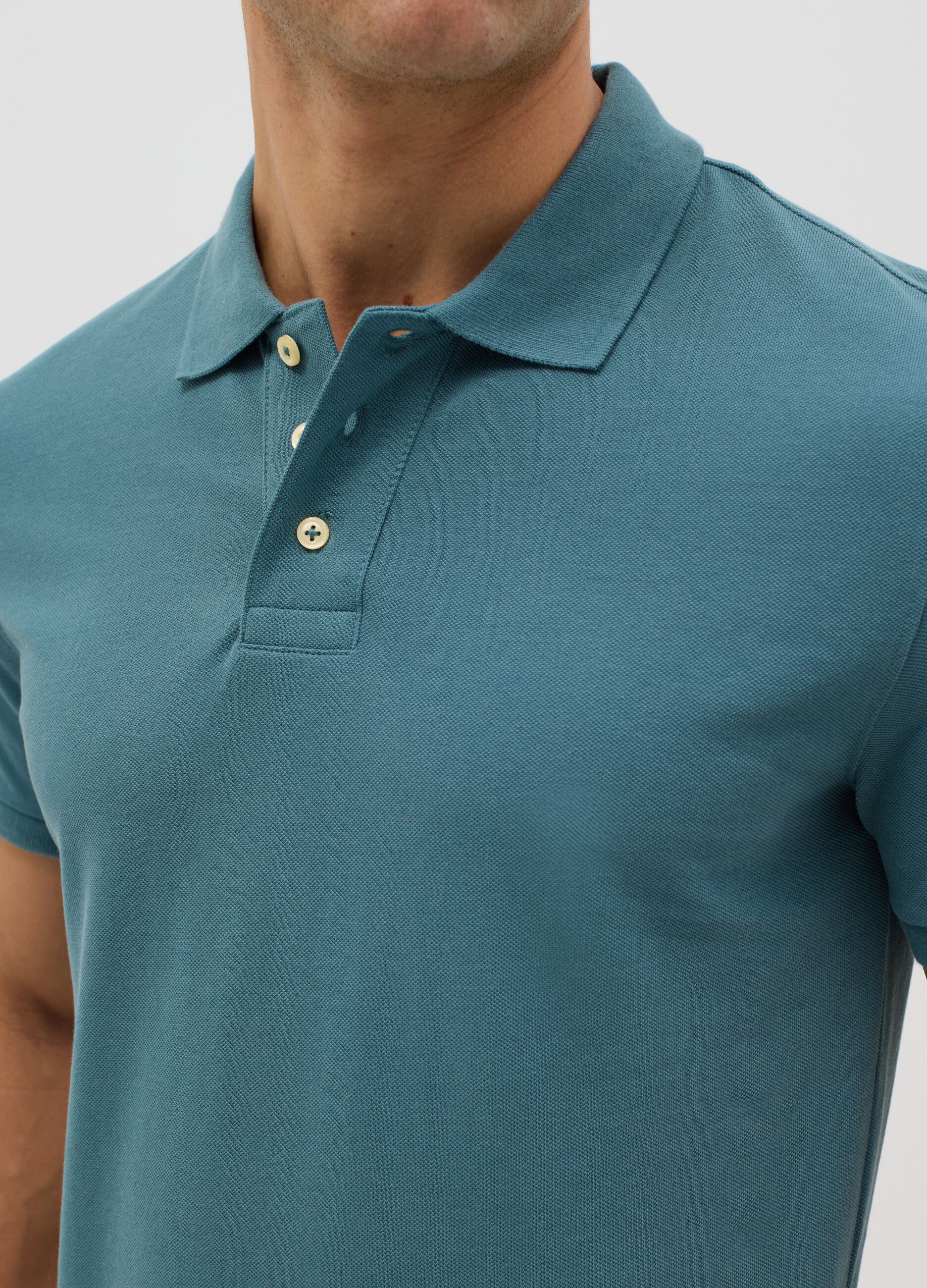 Slim Blue Cotton Polo