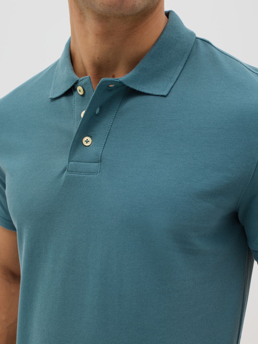 Slim Blue Cotton Polo_3