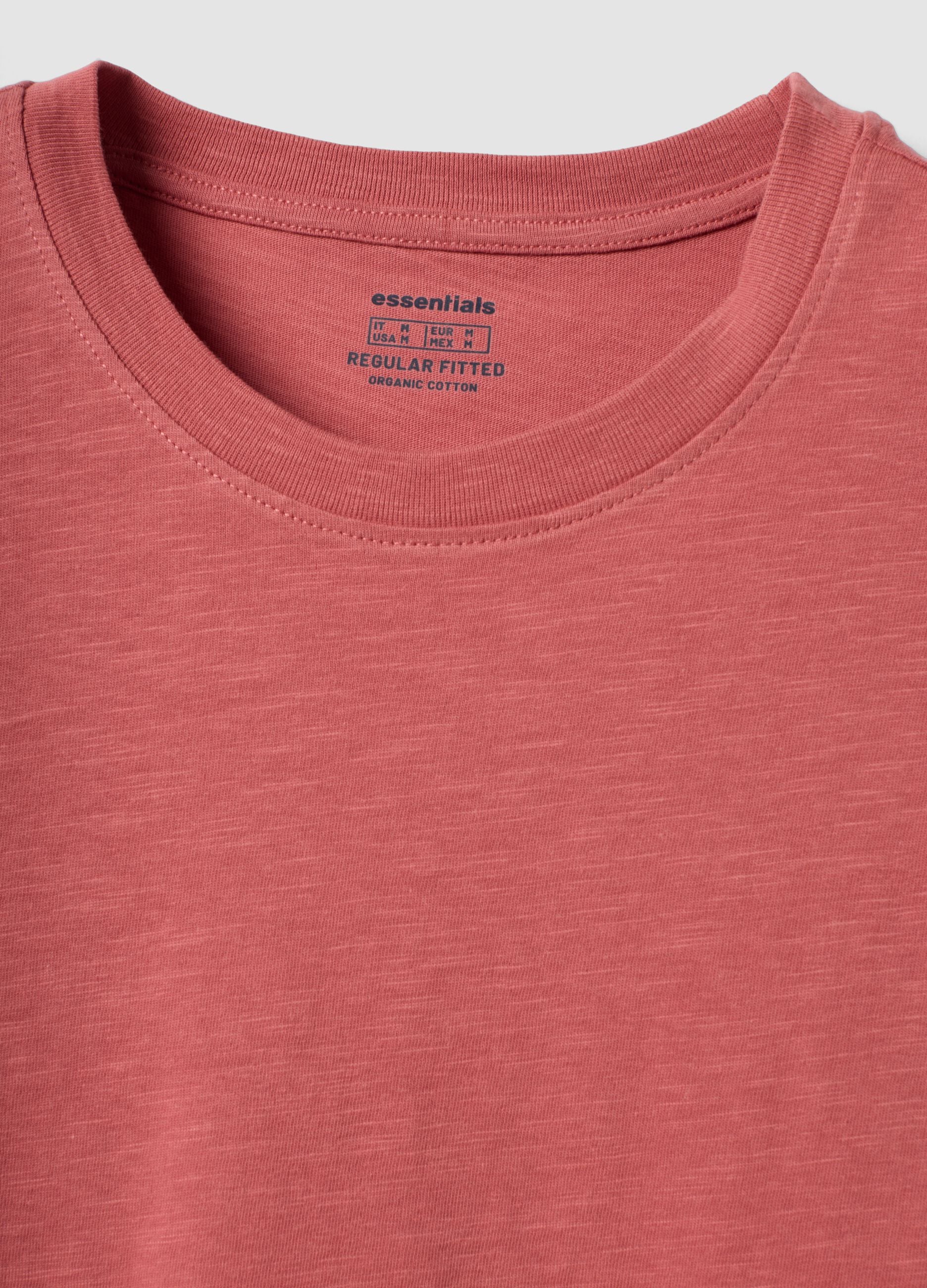 Pink pure cotton regular-fit short-sleeve T-shirt