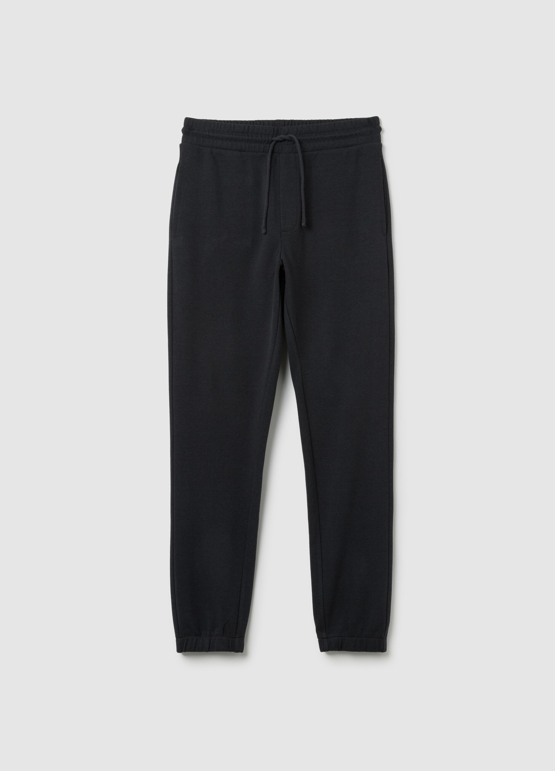 Men's Black Cotton Blend Regular Fit Joggers
