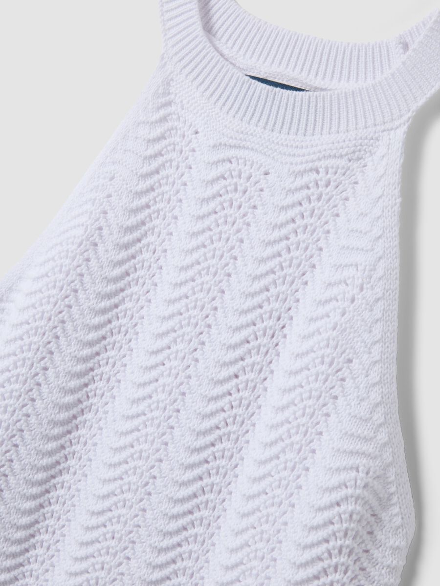 White pure cotton tank top regular fit with mesh texture_5