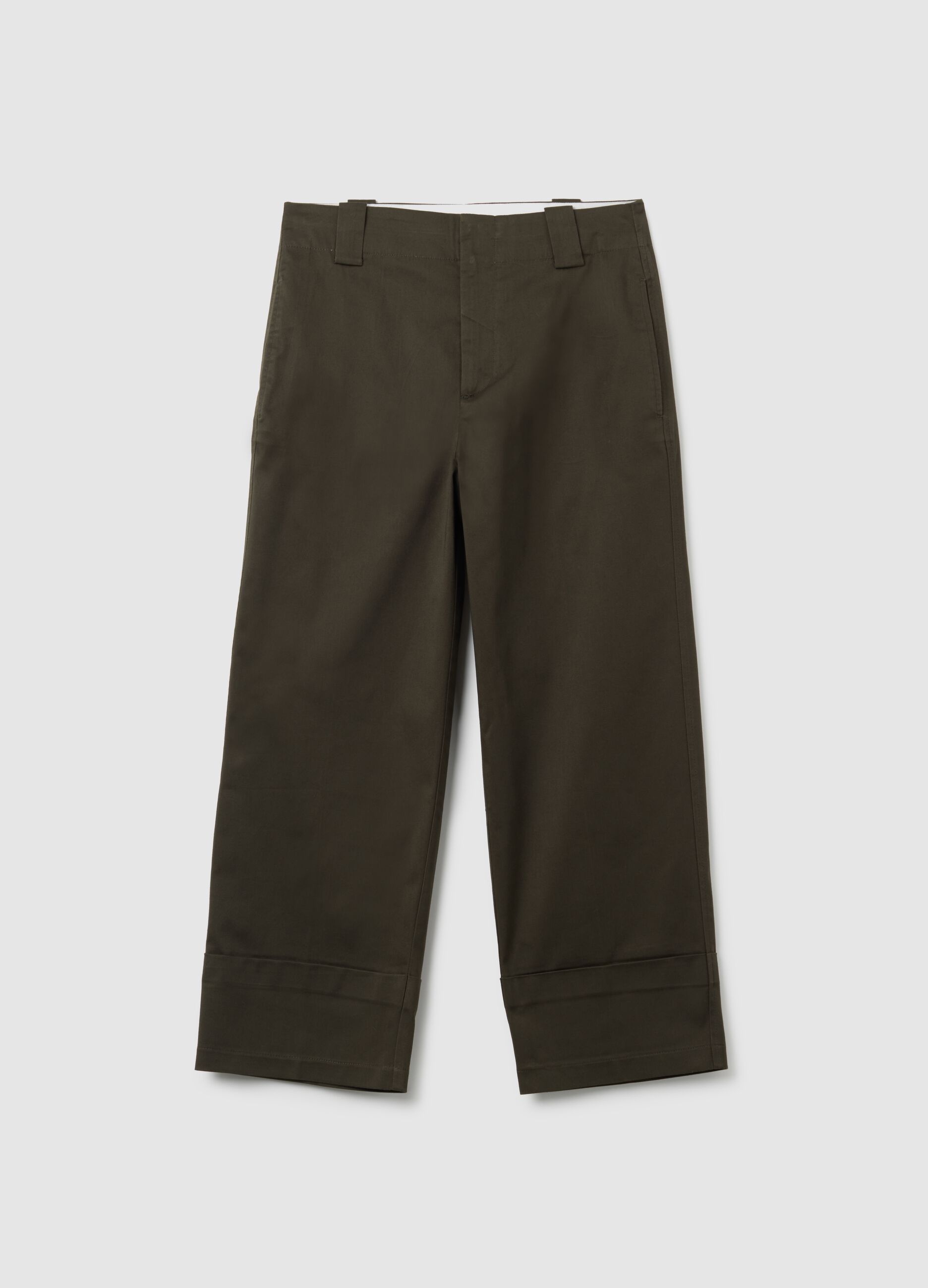 Brown regular fit stretch cotton trousers
