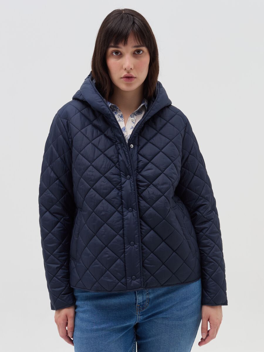 Curvy down jacket with diamond quilting_0