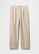 Beige wide leg trousers in linen and cotton_5