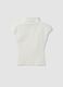 White fitted modal and stretch cotton T-shirt with high neck_2