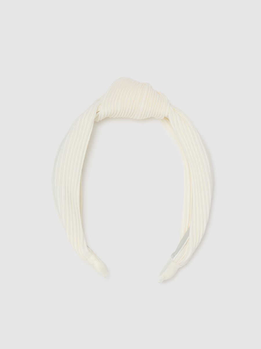 Cerchietto da donna in bianco a coste_0