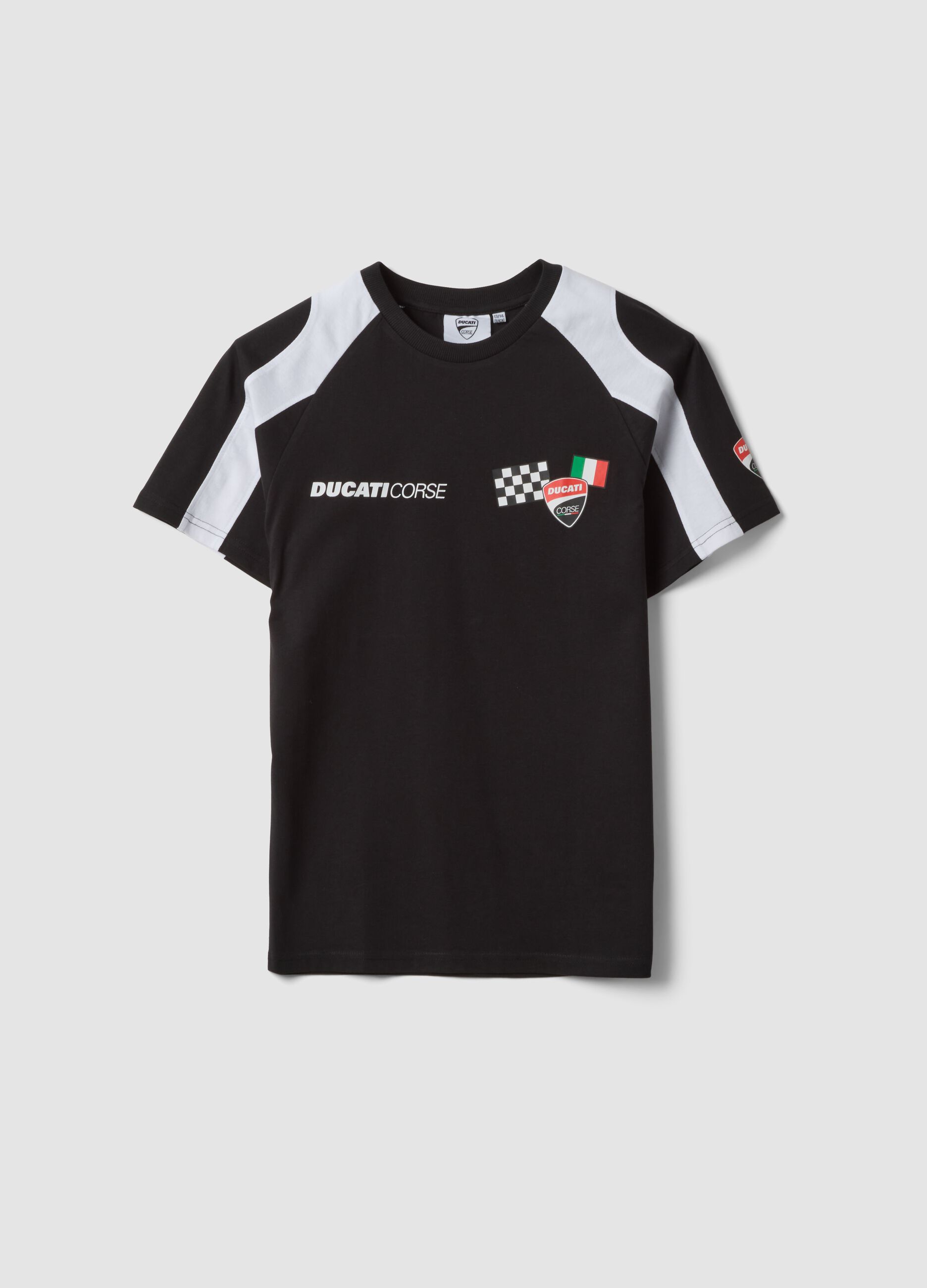 Black short-sleeve cotton-blend T-shirt for boys, relaxed fit