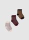 Girls' cotton blend mixed colour short socks tripack_0