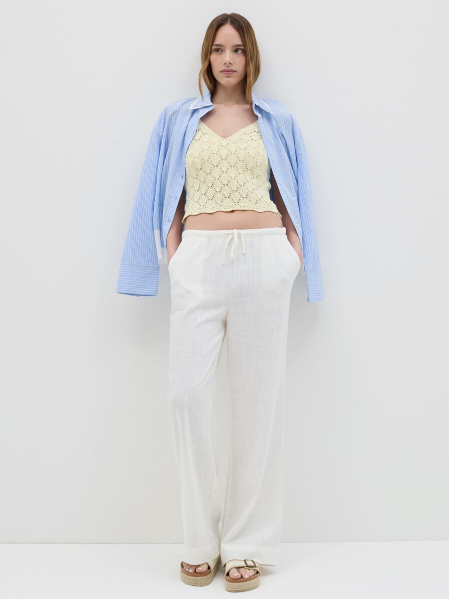 Short Beige Cotton Tank Top_0