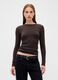 Brown long sleeve stretchy top_0