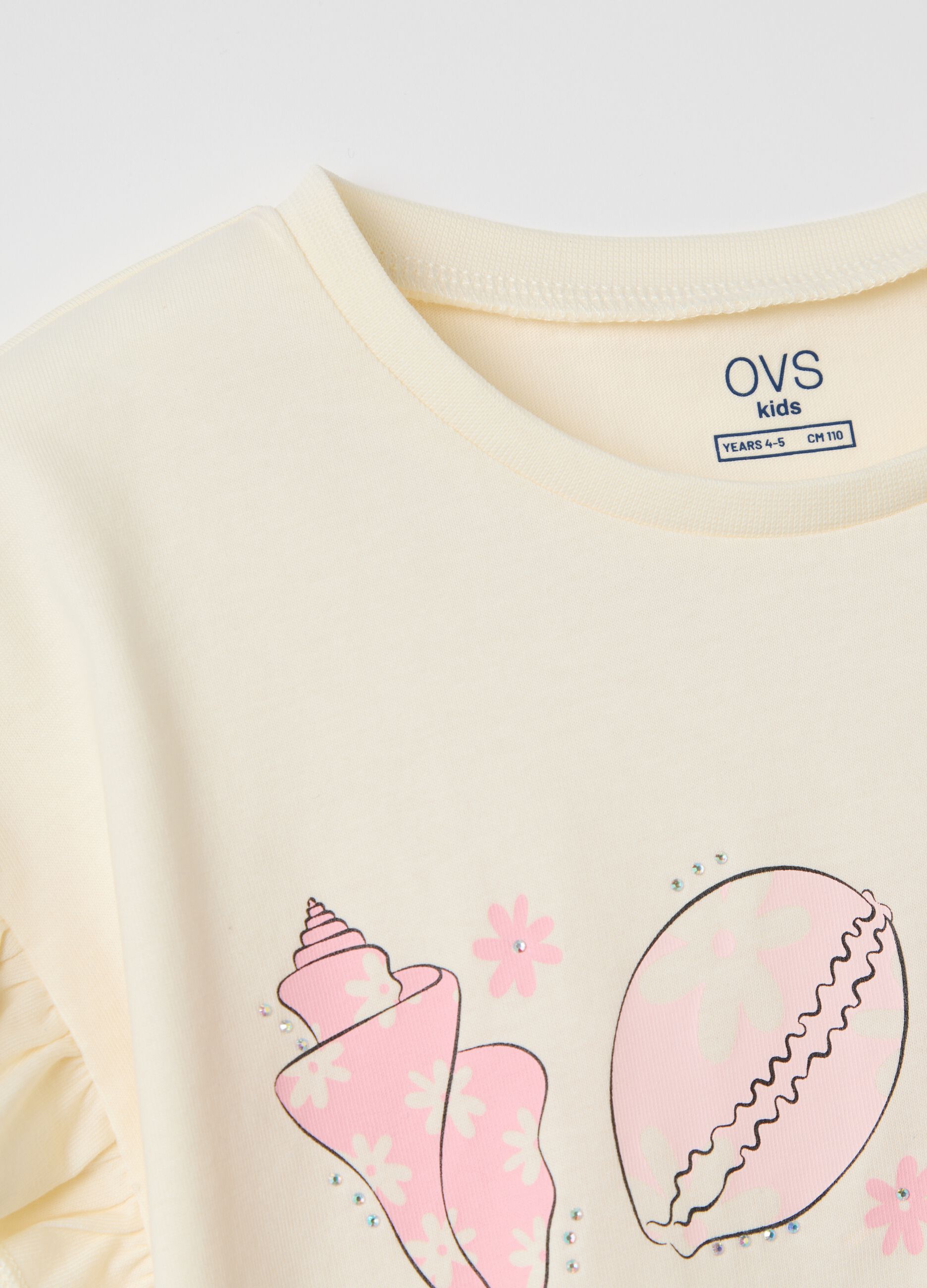 Ivory cotton T-shirt with print