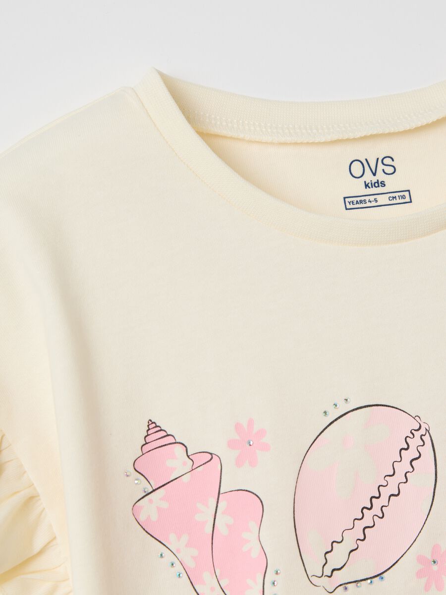 Ivory cotton T-shirt with print_2