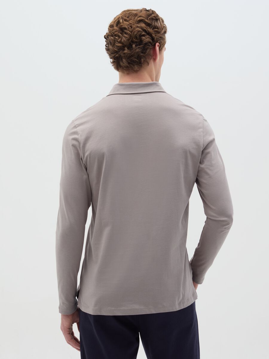 Cotton polo shirt with long sleeves_3