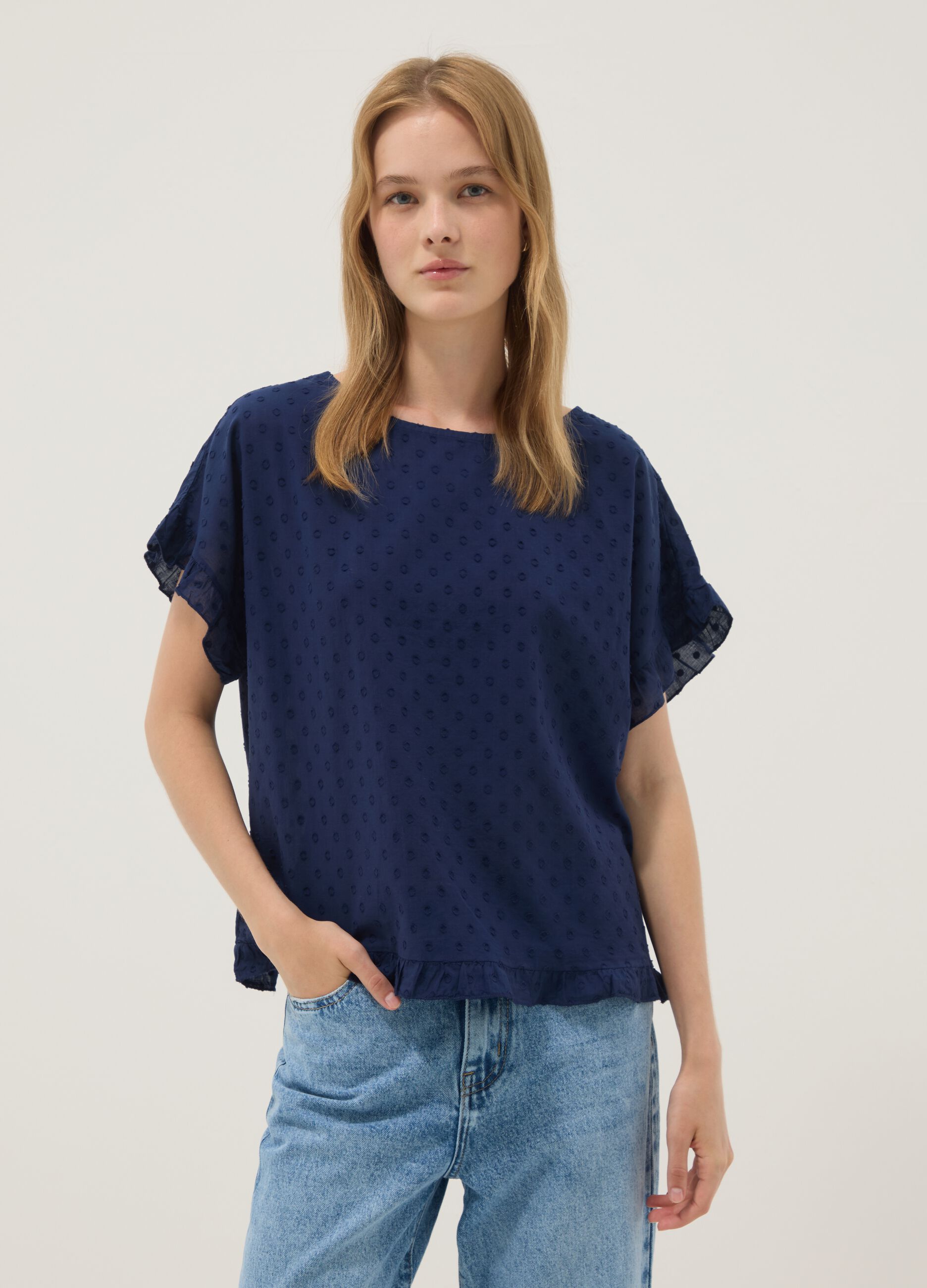 Blue pure cotton blouse