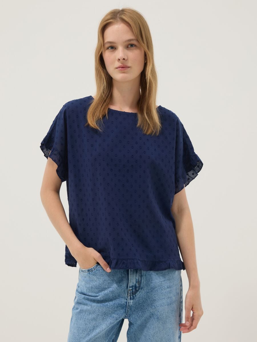 Blusa blu in puro cotone_0