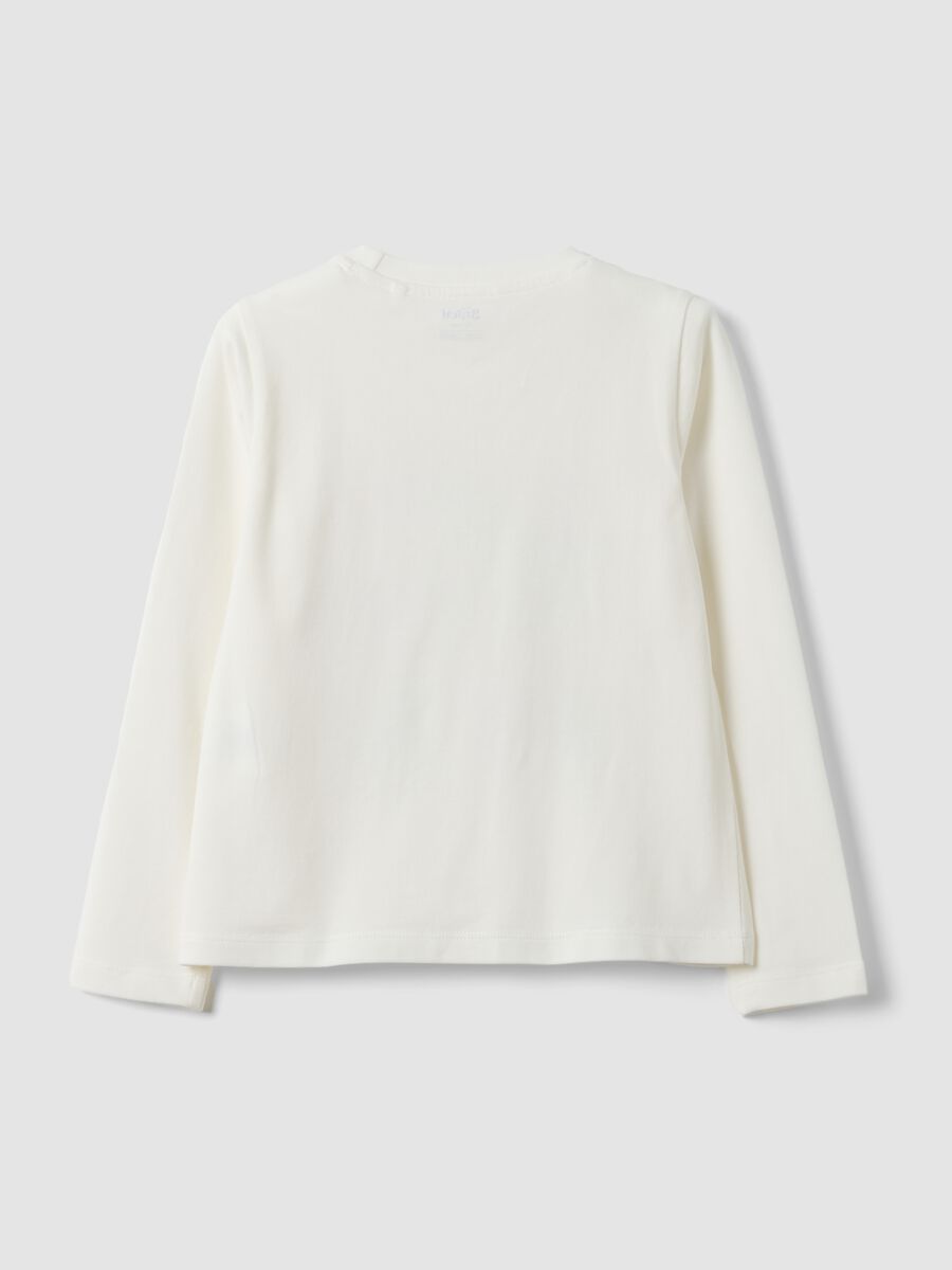 White stretch cotton T-shirt with Lilo & Stitch print, regular fit_1