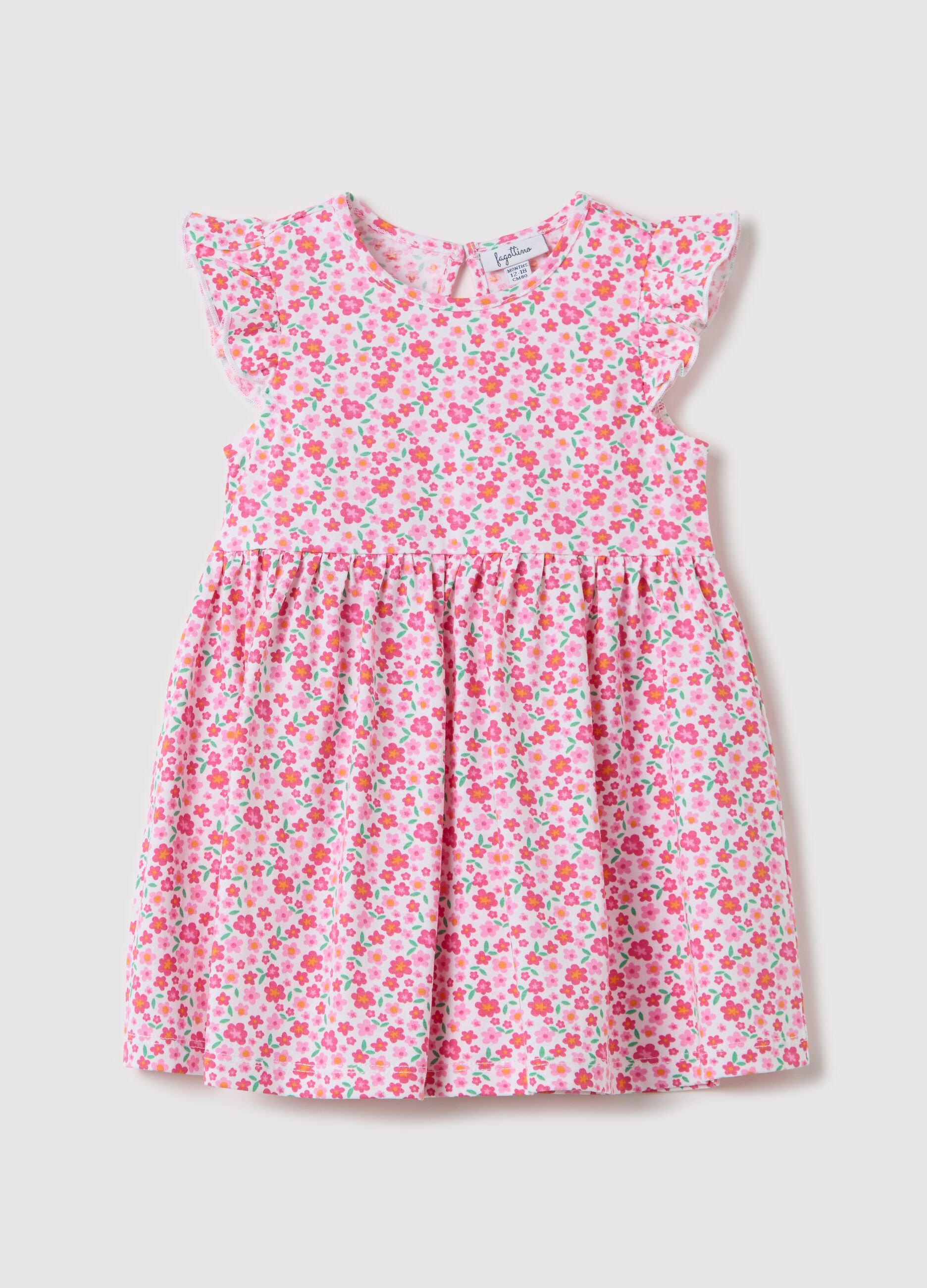 Vestito rosa a fiori in cotone