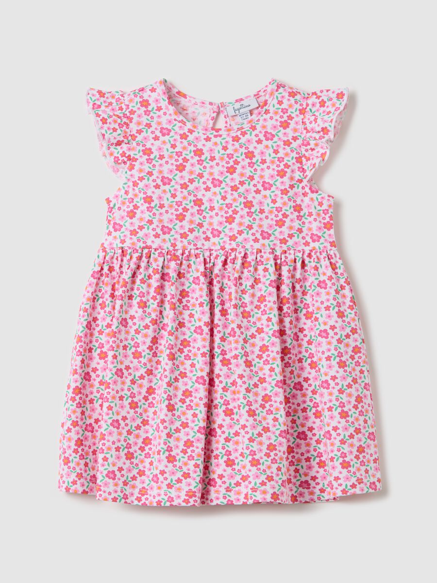 Pink dress with flowers in cotton_0