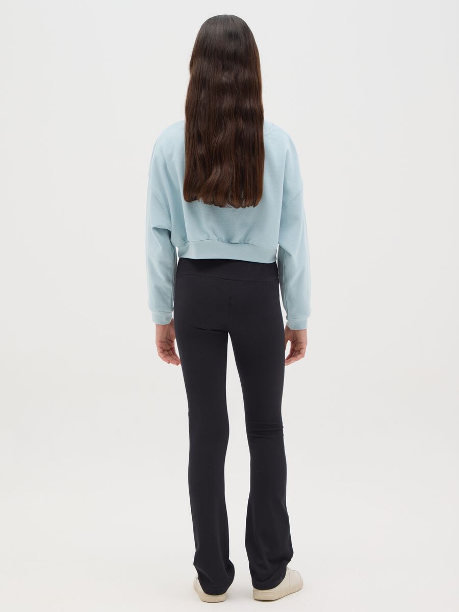 Leggings da ragazza in cotone elasticizzato nero flare_3
