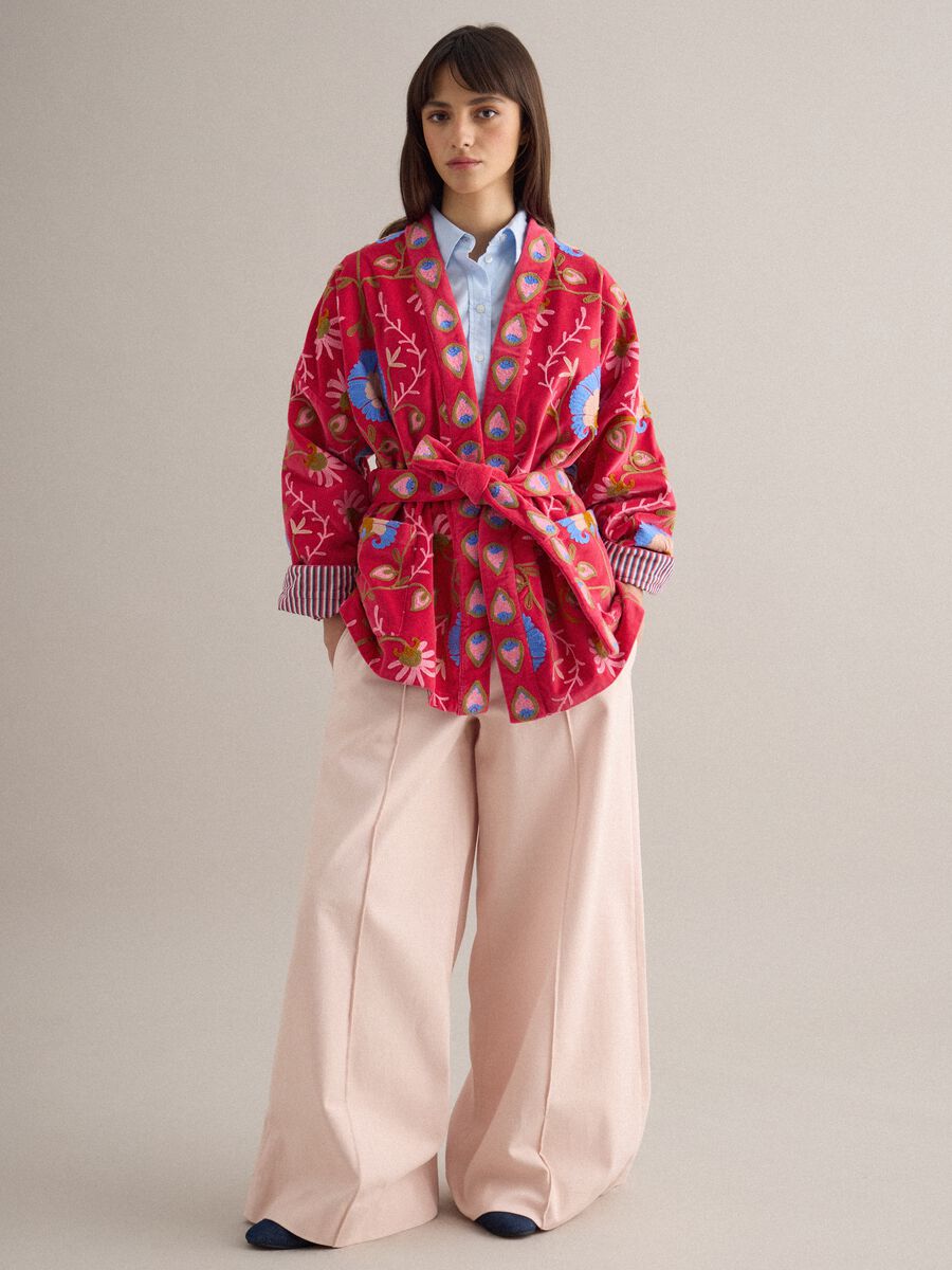 Straight Pink Trousers in Twill and Stretch Cotton_0