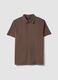Polo marrone a maniche corte in puro cotone regular fit_4