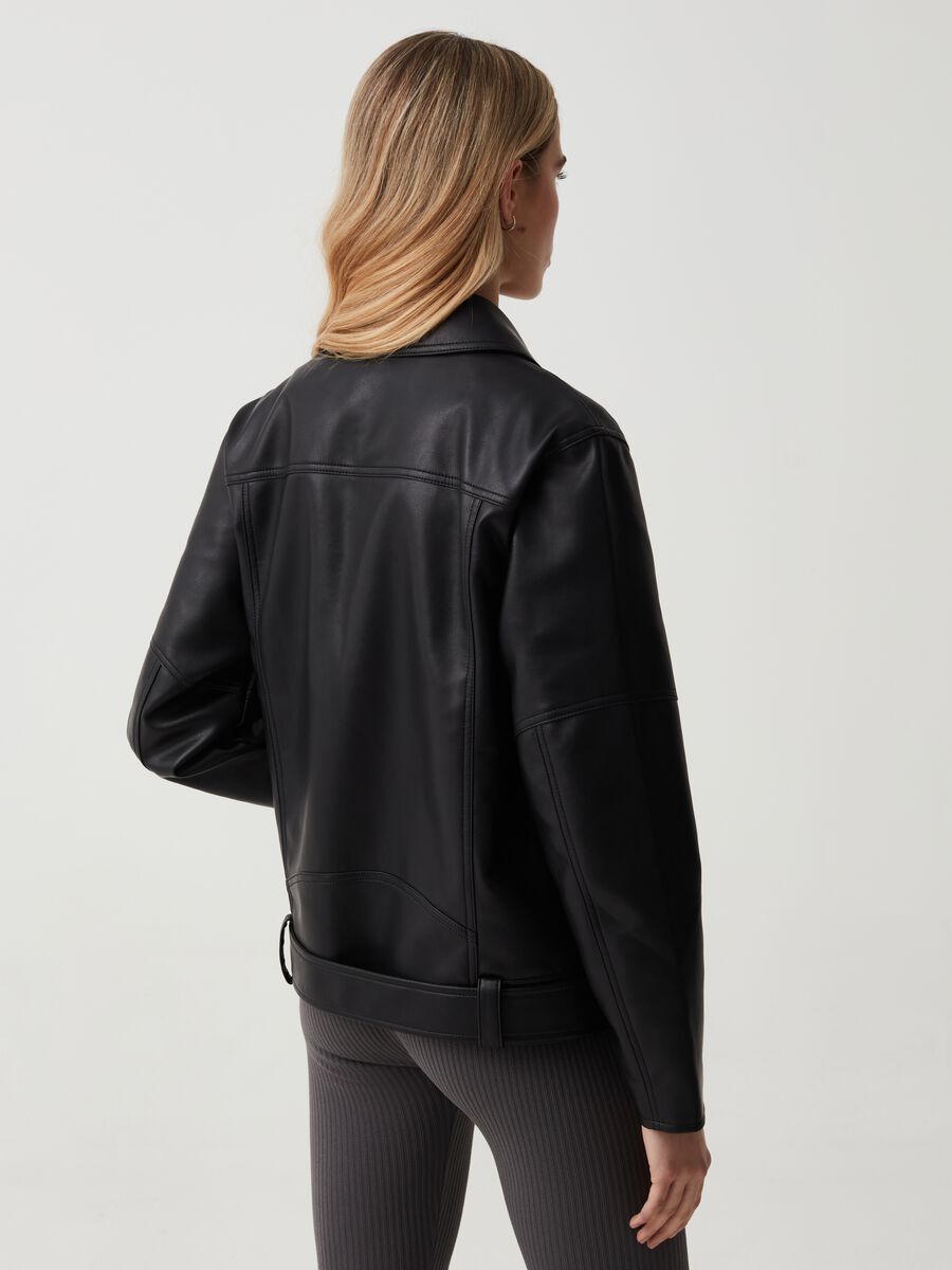 Oversized-fit glossy-effect biker jacket_2