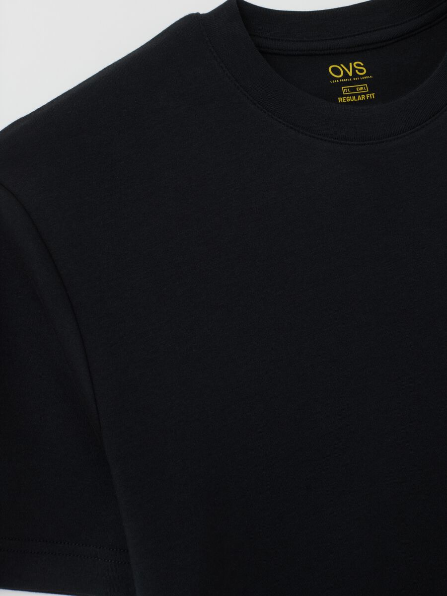 T-shirt nera in cotone regular fit _1