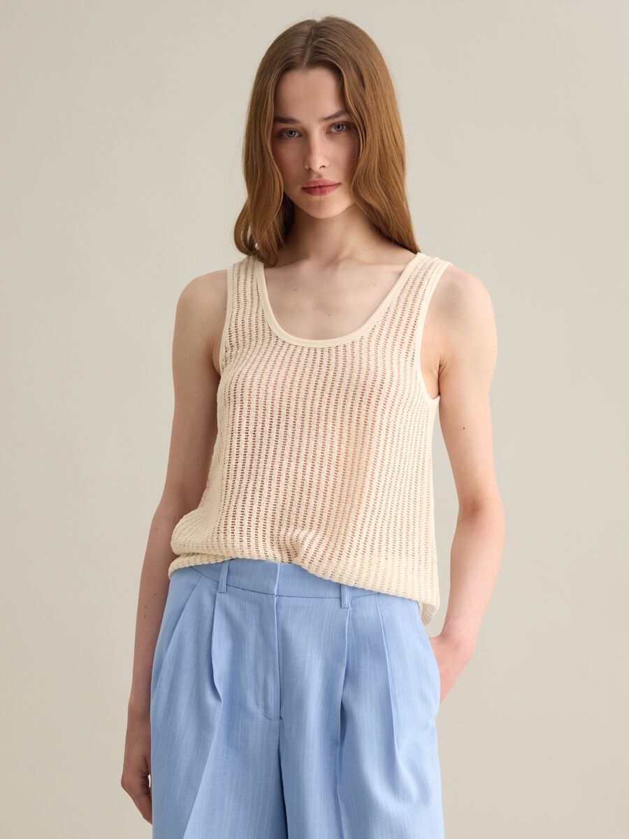 Cream Knitted Tank Top Lead_0