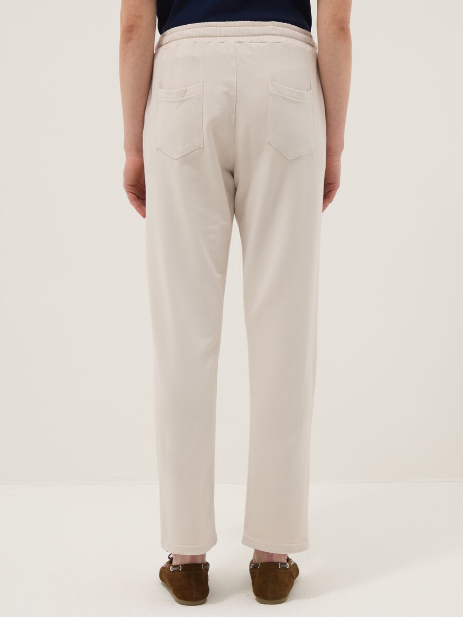 Beige stretch cotton trousers regular fit_2