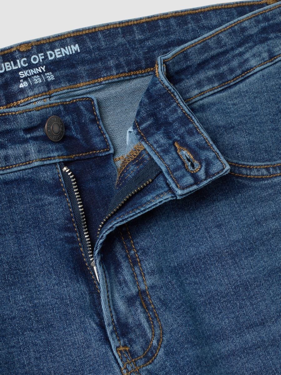 Jeans blu skinny in cotone elasticizzato_2