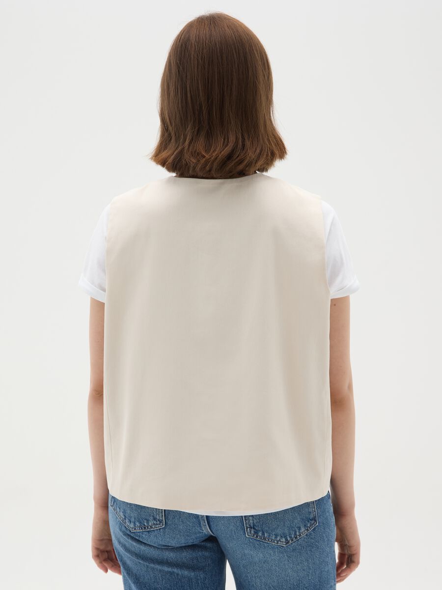 White cotton twill curvy blazer without buttons_3