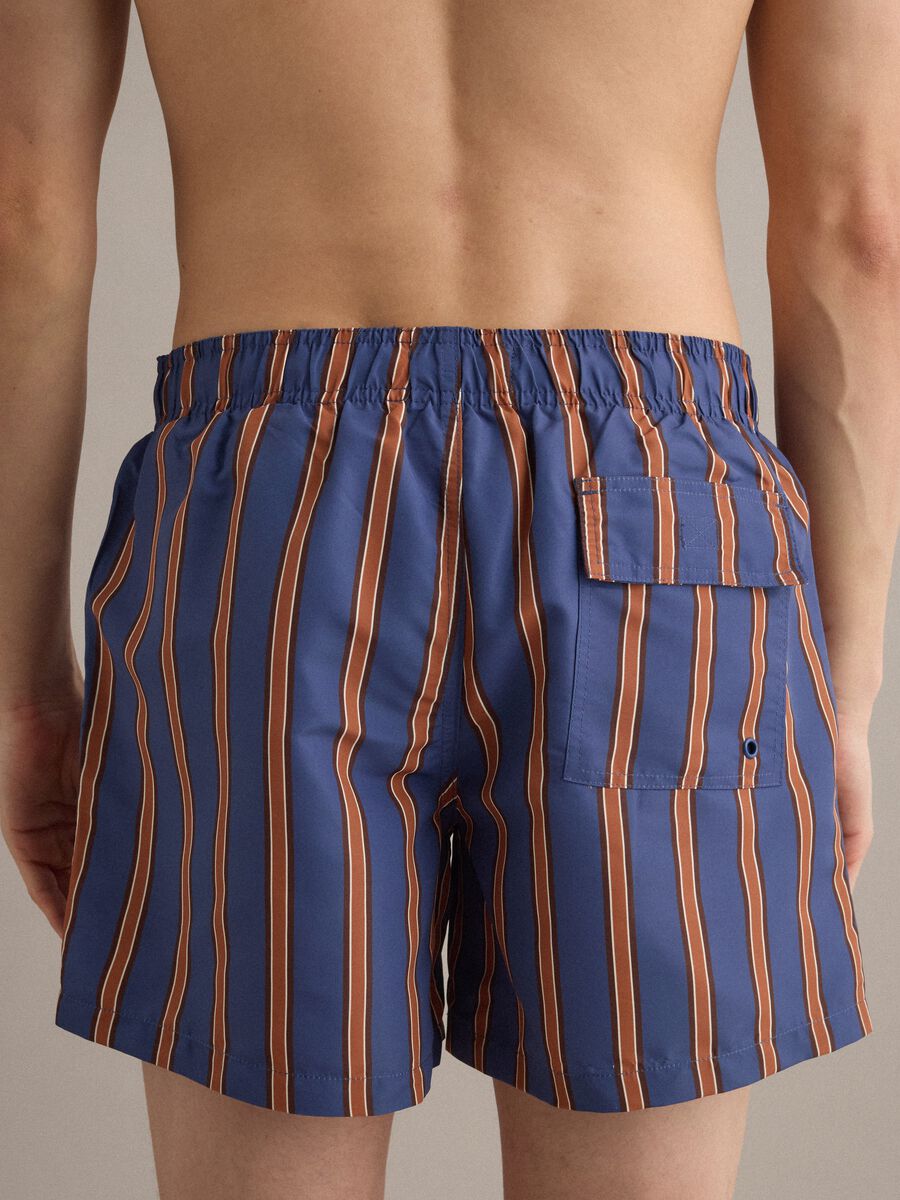 Boxer mare blu a righe marroni con coulisse_3