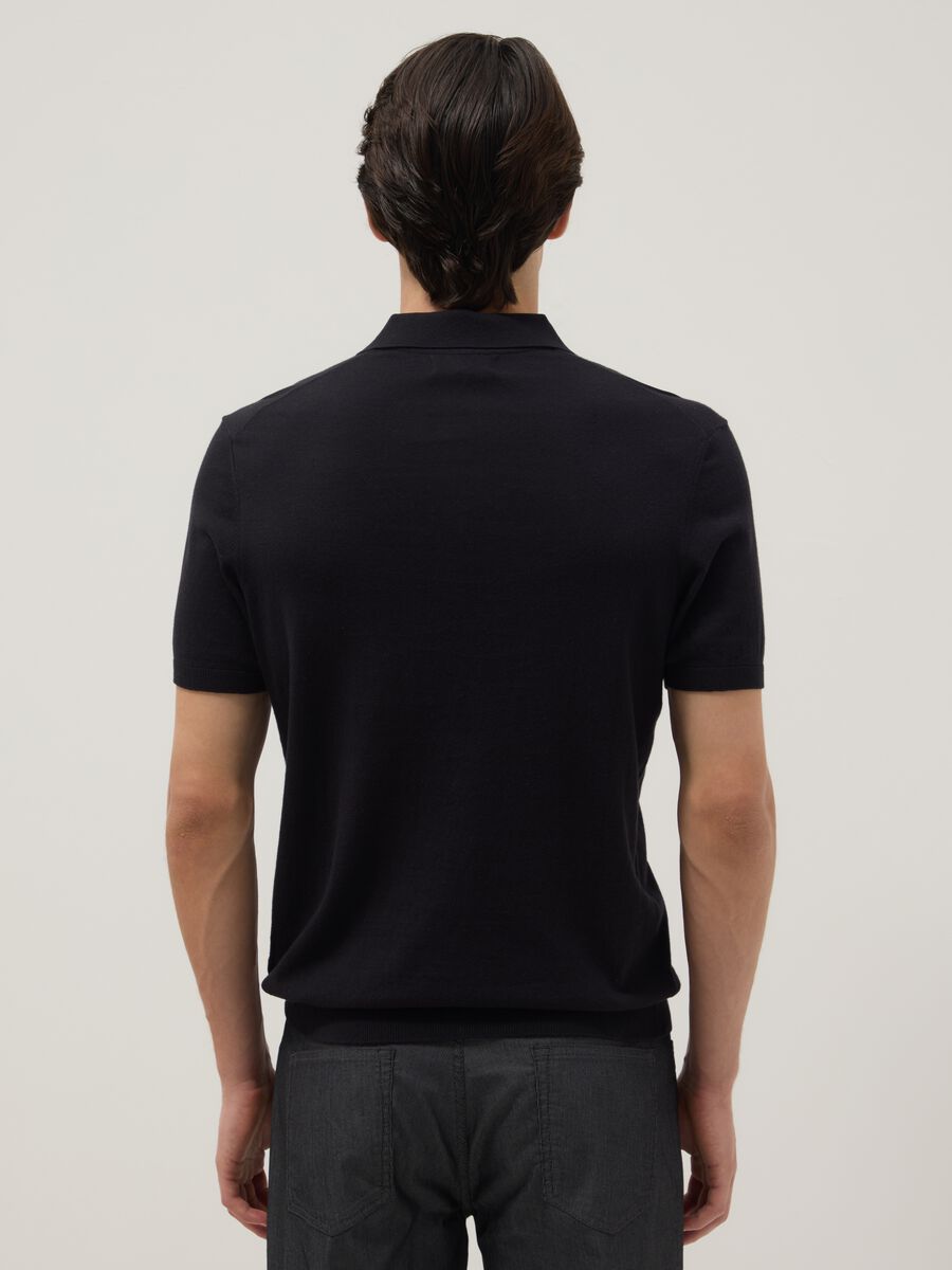 Black pure cotton polo shirt regular fit_3