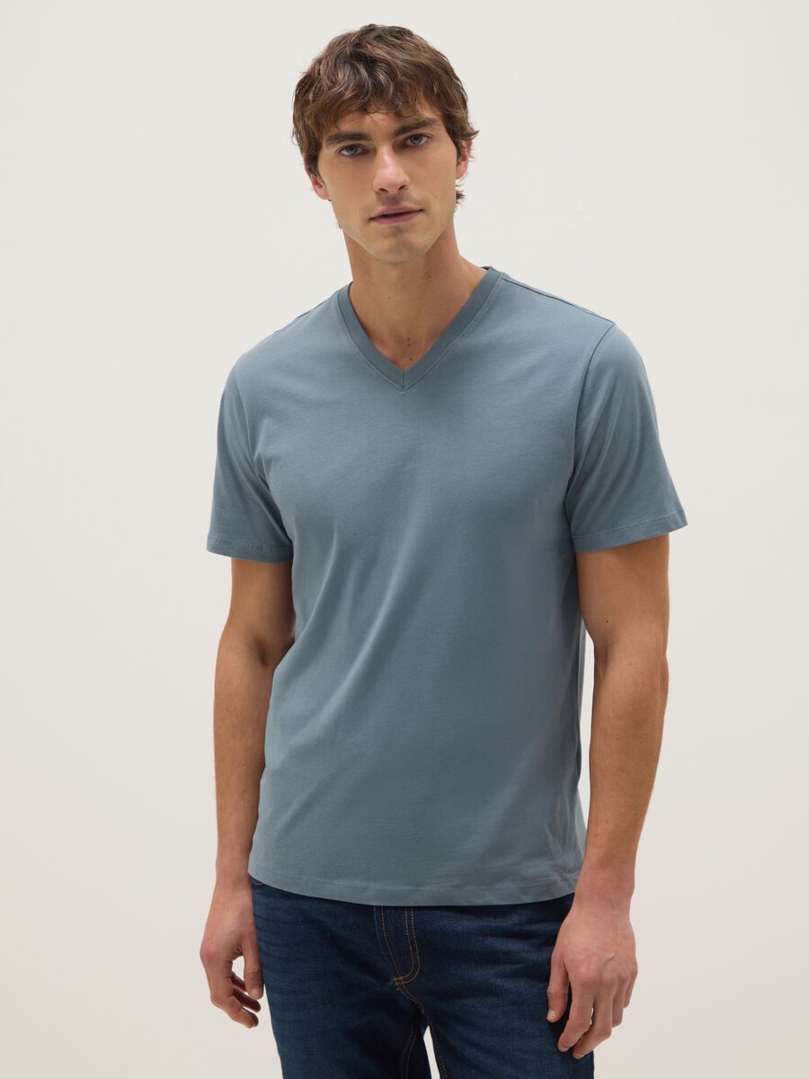T-shirt in puro cotone grigia regular fit_0