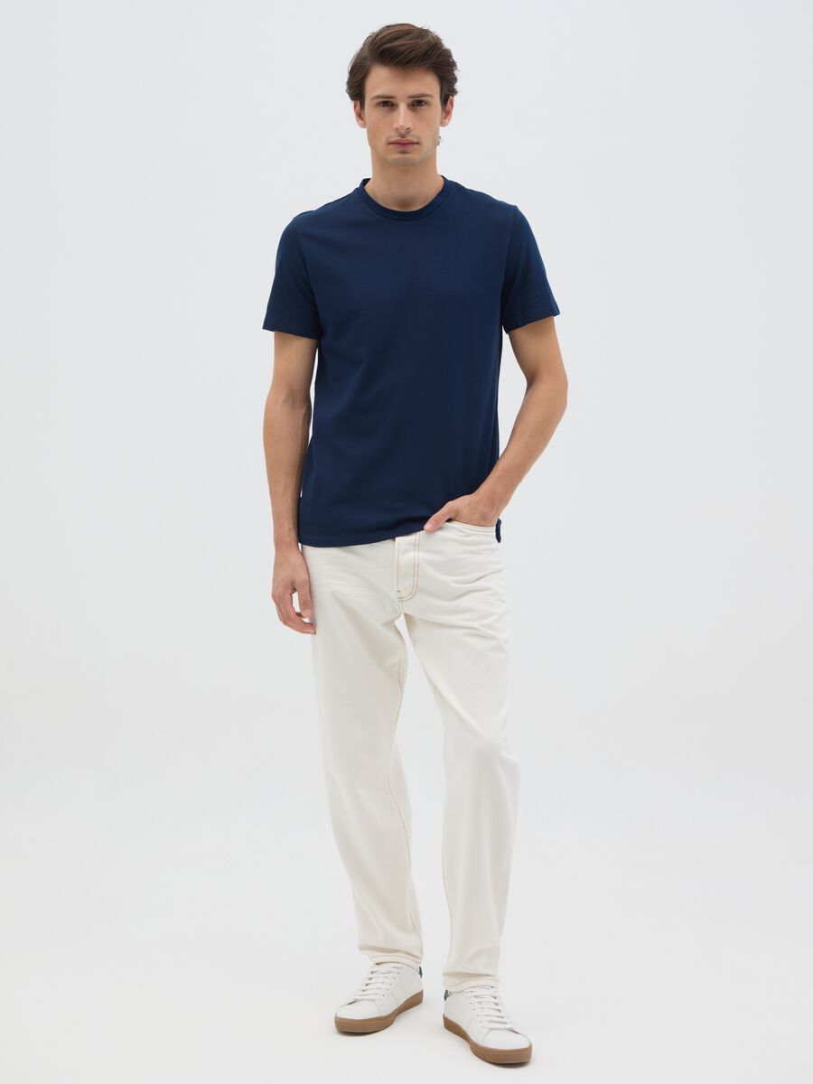 Men's regular fit blue stretch cotton T-shirt_1