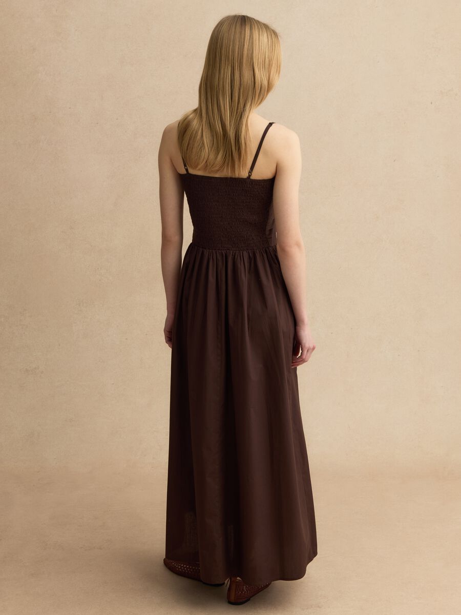 Abito senza maniche in puro cotone marrone regular fit_2