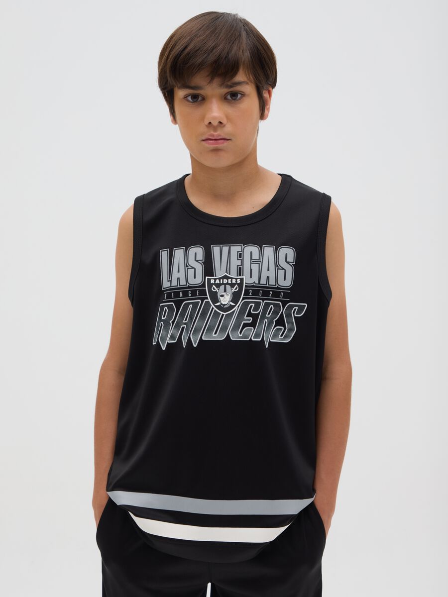 Kids' Black Regular Fit Vest with Las Vegas Raiders Logo_0